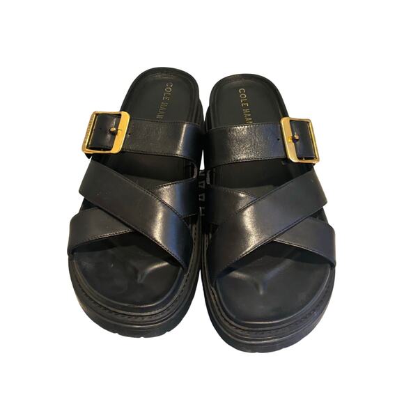 Cole Haan Freya Black Leather Slide Sandals, Women's Size 9.5 B New! - Picture 2 of 6